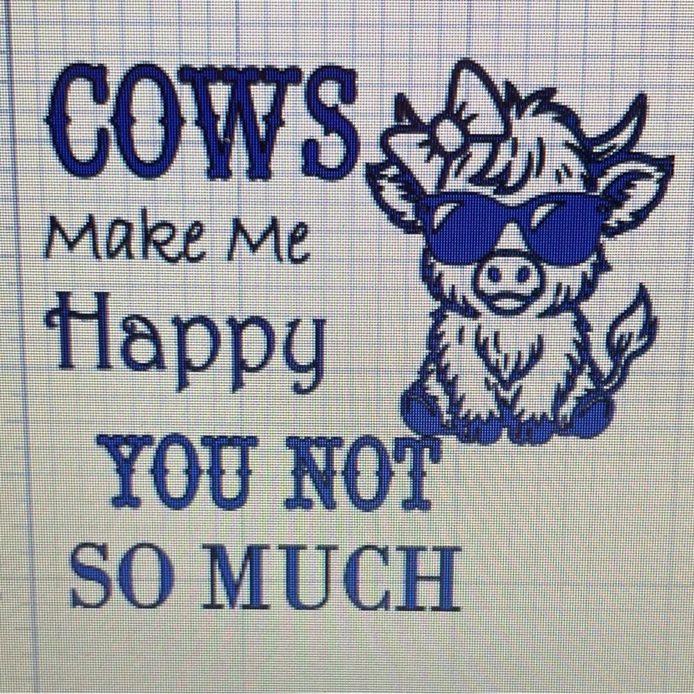 Blue Graphic cow decal
